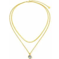 BS Schmuckdesign Statementkette Halskette Damen Layerkette mehrreihig Kristall Anhänger vergoldet (inkl. Geschenkbox), 18K vergoldet, hypoallergen & wasserfest