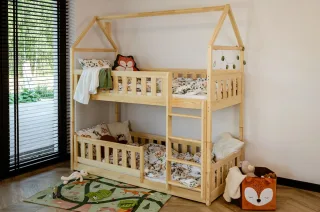 OUTLET Hochbett Etagenbett Hausbett Kinderbett GRITT 200x90cm Kiefer Massiv N...