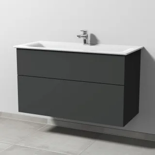 Sanipa 3way Waschtischunterbau zu Ideal Standard Connect Air Waschtisch mit 2 Auszügen, Graphit-Matt SP6431B