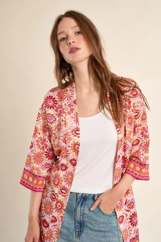 molly bracken - Kimono zum Binden pink/rot/orange - Gr. - XS