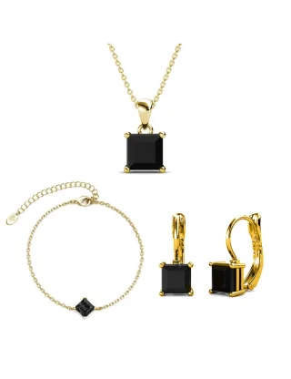 Parure et Coffret Simple Square - Doré et Noir