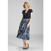 SWING Cocktailkleid - Midi Kleid mit Rock aus bedrucktem Ottoman Figurbetonte Passform mit ausgestelltem Rockteil