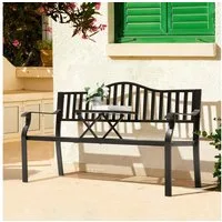 Avestar Gartenbank E-beschichteter Metallrahmen mit integriertem Tisch (1-St), Wetterfest & Robust, 3-Sitzer für Terrasse & Garten
