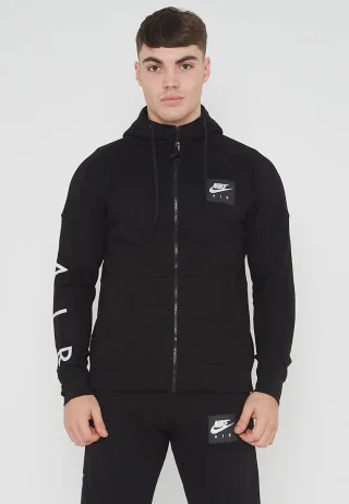 Nike Air Fleece Herren Zip durch Hoodie In schwarz