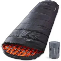 Skandika Mumienschlafsack XXL, für Erwachsene, Vegas Flanell, wasserabweisend, kuscheligwarm (2-Wege-Reißverschluss, Kompressionspacksack, Koppelbar), Doppelschlafsack, 3 Jahreszeiten, bis -12°C, 220 (190+30) x 110 cm
