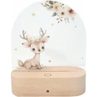 Little Lorien Nachtlicht Reh Nachtlicht für Kinder – Farbwechsel, Holz-Basis & Fernbedienung, 16 Farbe, Gelb, Blau, Rot, Grün, Tageslichtweiß, Pink, Lila