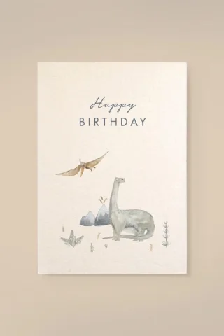 Leevje Karte Dino „Happy Birthday“ aus Holzschliffpappe