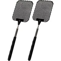 ECENCE Fliegenwedler 2er Set ausziehbare Fliegen-klatschen Schwarz 26cm