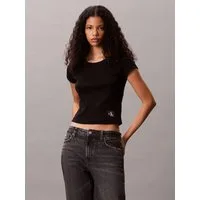 Calvin Klein Jeans T-Shirt WOVEN LABEL BABY RIB Regular fit mit Rundhalsausschnitt