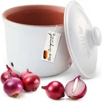 RÖMERTOPF Römertopf Frische-Topf MAXI - Zwiebeln Aufbewahrung 2,8 Liter Weiß, (Frischetopf & Deckel)