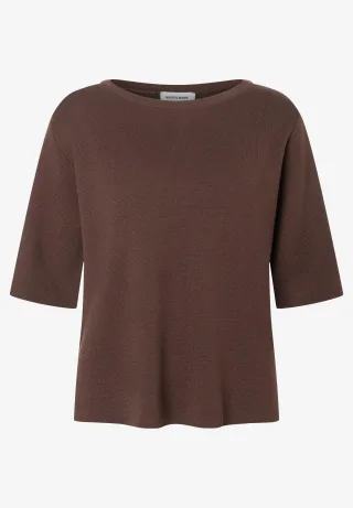 MORE & MORE - Kurzarm-Pullover braun - Gr. - 42