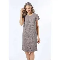 GOLDNER Abendkleid Spitzenkleid aus Chiffon, Flügelärmeln Blätteroptik und Rundhalsausschnitt als Blickfang