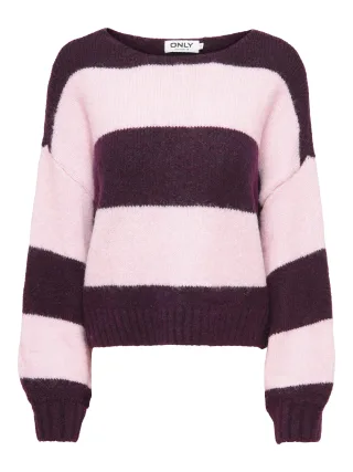 ONLY - ONLAYA L/S BOATNECK NOOS KNT Mauve Wine - Gr. - M