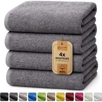 NatureMark Duschtuch 4er-Sparpack Frottier Duschtücher 70x140cm, 100% Baumwolle (4-St), Duschhandtuch 70x140cm Anthrazit grau