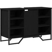 vidaXL Badezimmerspiegelschrank Waschbeckenschrank Schwarz Eichen-Optik 91 x 35 x 60 cm (1-St)