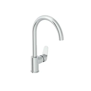 VitrA Flow Round Einhebel-Spültischmischer Niederdruck Höhe 35 cm mit schwenkbarem Chrom,A43408EXP A43408EXP