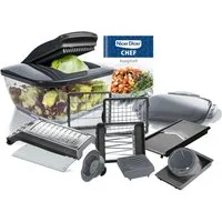 Genius Gemüseschneider Nicer Dicer Chef Gemüseschneider 15.tlg, Gemüsehobel Zwiebelschneider, ultra-scharfen G-NOX Edelstahl-Klingen, extra-große Schneidfläche