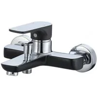 Hydroland Wannenarmatur SENJA Wannenfüllarmatur Badearmatur Umsteller Wanne/Brause, Schwarz-Chrom