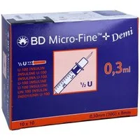 DocMed Einwegspritze BD Micro-Fine+ Insulinspritze 30G - 0,30x8mm U100 0,3ml, (Spar-Set, Weltweiter Bestseller, 100-St., Steril verpackt), latexfrei