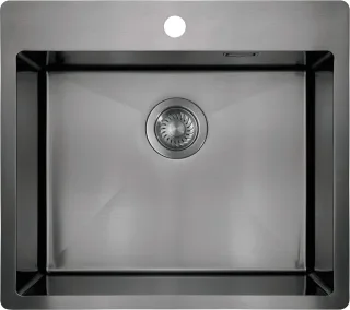 Neuesbad Edelstahlspülen, Titan, 1-Becken, 550x505x200 mit Befestigungs NB1DEZPOD10B1