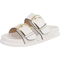 Ital-Design Damen Pantolette mit Schnallen und Fußbett Pantolette (91971017) Flach Pantoletten in Weiß