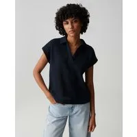 OPUS Poloshirt Somona aus Jersey mit Crochet Optik Lochstrickmuster, leichte Transparenz, weicher Griff, Casual