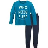 AUTHENTIC LE JOGGER Pyjama (2 tlg., 1 Stück) Schlafanzug mit Spruch "Who needs sleep"