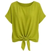 ITALY VIBES Kurzarmbluse - sommerliche Bluse - Blusenshirt Damen mit Knotendetail ONE SIZE / passend für Größe S - L
