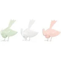FURNARO Dekofigur (3-tlg), 3-tlg. Set Deko-Vögel aus Eisen emailliert in Pastellfarben ca. 11cm
