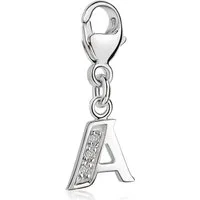 Materia Charm Buchstabe Silber Anhänger Buchstabe " A " Alphabet Zirkonia C51, 925 Sterling Silber, rhodiniert