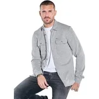 emilio adani Langarmhemd Herren Overshirt in Sweat-Warenqualität, Hellgrau