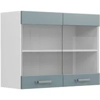 Vicco Glashängeschrank R-Line, Blau-Grau/Weiß, 80 cm (1-St)