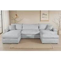 OTTO home Wohnlandschaft Cosy U-Form, B: 309 cm, Sitzaufbau im Sandwich-Federkern, 2 Zierkissen, Mega-Sofa, Cord oder Struktur weich, Kaltschaumauflage