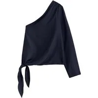 Bhoem One-Shoulder-Top BHOEM Asymmetrische, drapierte Bluse, marineblau (1-tlg)