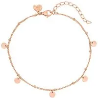 Hey Happiness Fußkette mit Anhänger Plättchen rund, Damen Fußkettchen 18K Roségold Vergoldet, Edelstahl Damen Fußband Kreis Geo, wasserfest