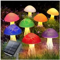 FELIXLEO LED Solarleuchte 8 Stk Pilz Solarlampen Außen Cracked Style Garten Halloween Deko.