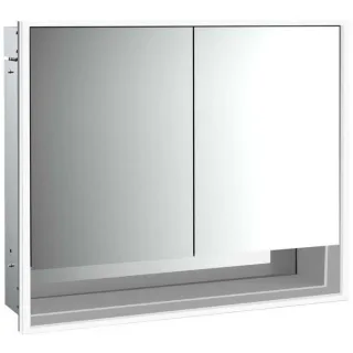 Emco Loft Unterputz-Lichtspiegelschrank 979805207 800x733mm, mit Unterfach, LED, 2-türig, aluminium/Spiegel