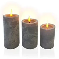 relaxdays LED-Kerze 3er Set Betonoptik