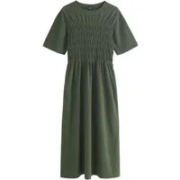 Next Midikleid Gerafftes T-Shirt-Midikleid mit kurzen Ärmeln (1-tlg)
