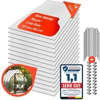 exeta Hohlkammerplatte Gewächshausplatten 4mm 14 Stck. 60,5 x 121 cm Polycarbonat 10,25 qm, 10,25 m², (Spar-Set, 14x 4mm)
