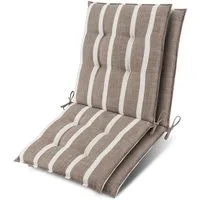 Beautissu Sitzauflage 2er Set Niedriglehner Auflage Sun-NL 100x50x8cm Beige-Weiß-Gestreift, 8cm Dicke Gartenstuhlauflage mit Befestigung UV-Lichtechtheit 5