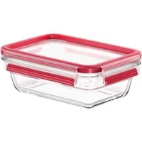 Emsa Aufbewahrungsbecher Clip & Close Glas, Glas, Polyprophylen (PP), (2-tlg), 0,7 Liter, rechteckig, Stapelkante, backofengeeignet, auslaufsicher
