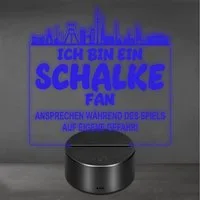 Lieblingsmensch LED Nachtlicht Fußball - Ich bin ein Schalke Fan - Ansprechen auf eigene Gefahr, LED fest integriert, Farbwechsel oder feste Farbe mit Fernbedienung & Touch, Man Cave Stimmungslicht – 19x23cm