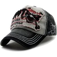 Sporty Baseball Cap Fight Skull Vintage Style Used Washed Look Retro Kappe Cap mit Belüftungslöchern