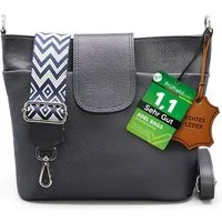 Adel Bags Schultertasche SARA Umhängetasche für Damen, Schultertasche aus Echtleder (Test SEHR GUT, Note 1.1), 20 Farboptionen, Hergestellt in Italien, mit 2 Riemen