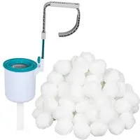 Bestway Skimmer Oberflächenskimmer Starter-Set mit Filterbälle 500 g für Filtersysteme, Geeignet ab 2.006 l/h, automatische Wasseroberflächenreinigung