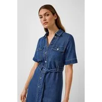 s.Oliver Midikleid Kleid Midi-Jeanskleid mit Hemdkragen und Gürtel