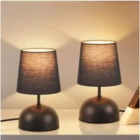 ZMH Tischleuchte 2er-Set, kleine Nachttischlampe mit Stoffschirm und Kabel, E14, , ohne Leuchtmittel, 24,5 cm, für Schlafzimmer und Wohnzimmer