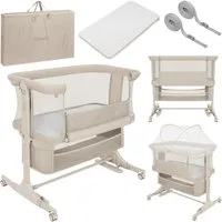 lionelo Baby-Reisebett JODIE, 3in1 Beistell/freistehend/Wiege/6 Stufen/Netzseiten/4 Rollen