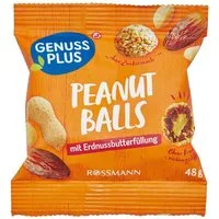 GENUSS PLUS Nüsse Peanut Balls, Frucht-Nuss-Bälle 48 g, vegan / glutenfrei / ohne Zuckerzusatz